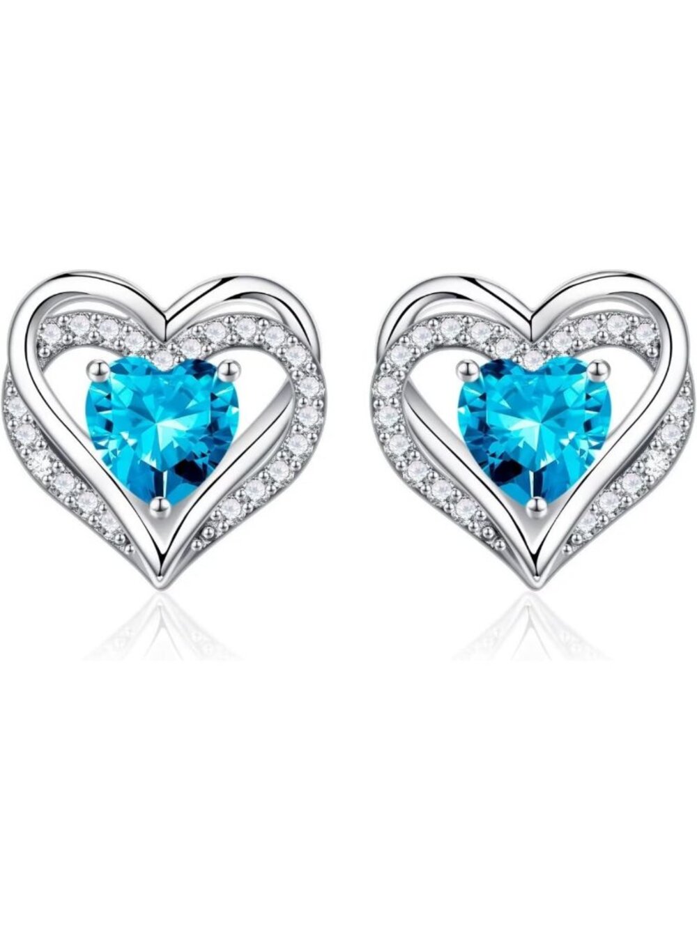 Heart-Shaped Birthstone Stud Earrings for Women - Dazzling Gift Idea